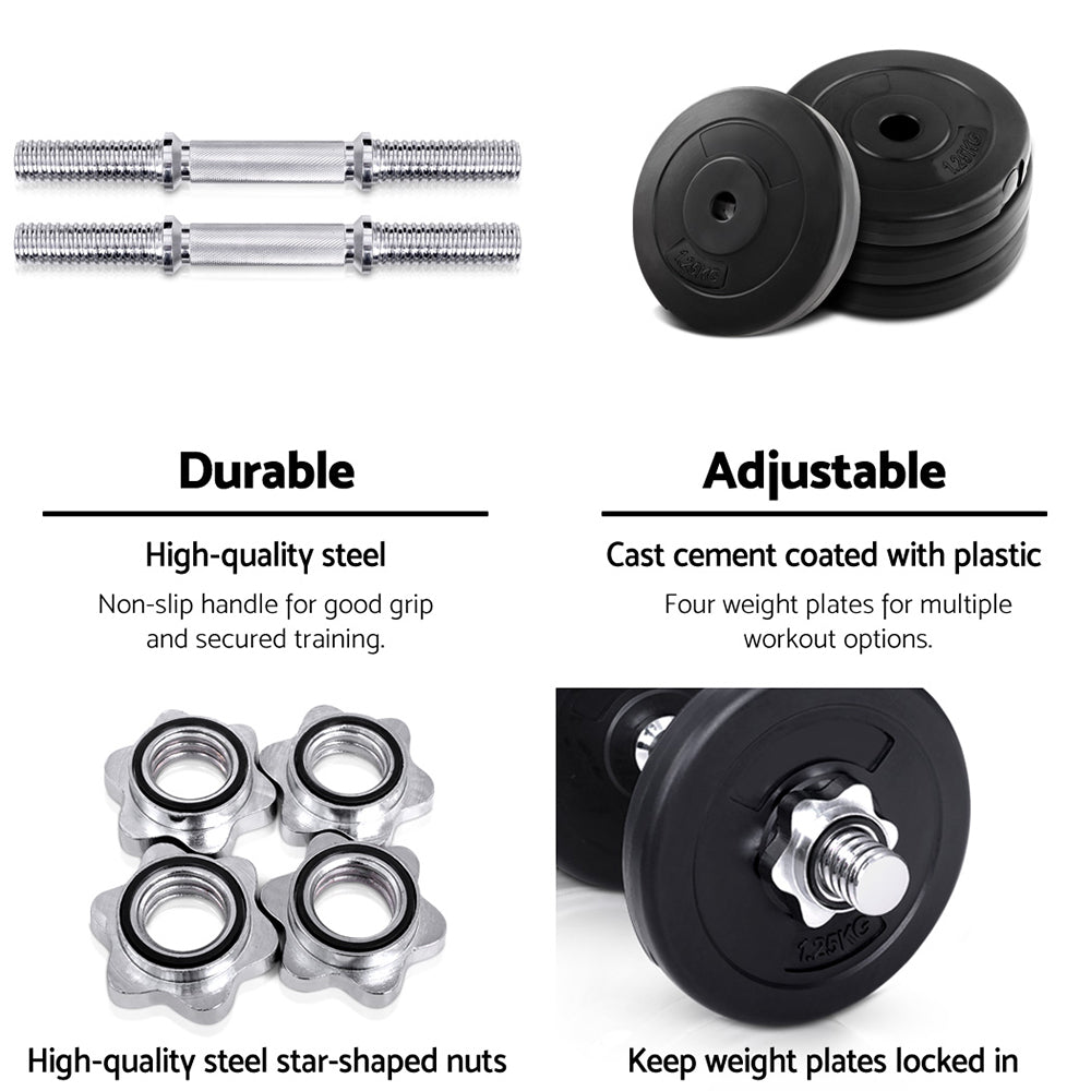 NNEDSZ 10kg Dumbbell Set – Weight Plates & Bench