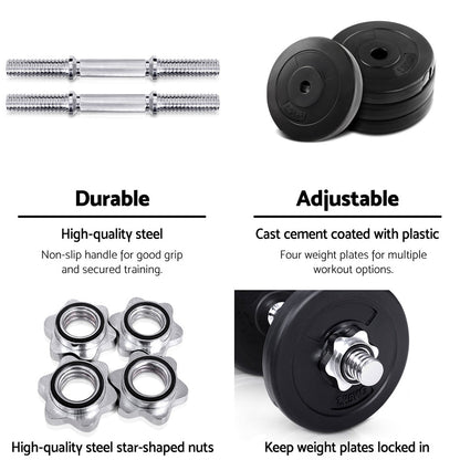 NNEDSZ 10kg Dumbbell Set – Weight Plates & Bench